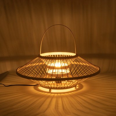 GLOBOSTAR® SORENIA 02005 Boho Επιδαπέδιο Φωτιστικό με Ντουί 1 x E27 AC 220-240V IP20 - Μπεζ - Μ50 x Π50 x Υ18cm