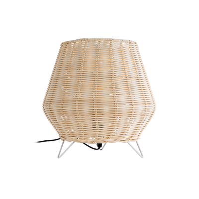 GLOBOSTAR® BOLSON 02010 Boho Επιδαπέδιο Φωτιστικό με Ντουί 1 x E27 AC 220-240V IP20 - Μπεζ & Λευκό - Μ30 x Π30 x Υ30cm