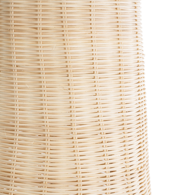 GloboStar® BOLSON 02013 Boho Επιδαπέδιο Φωτιστικό Μονόφωτο 1 x E27 IP20 Μπεζ Ξύλο με Λευκό Μέταλλο - Μ30 x Π30 x Υ120cm