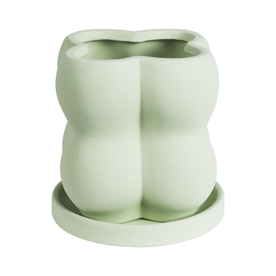 GloboStar® Artificial Garden ATHENA 20499 Διακοσμητικό Κεραμικό Κασπώ Γλάστρα - Flower Pot Πράσινο Ανοιχτό Μ13 x Π13 x Υ14cm