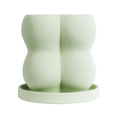 GloboStar® Artificial Garden ATHENA 20499 Διακοσμητικό Κεραμικό Κασπώ Γλάστρα - Flower Pot Πράσινο Ανοιχτό Μ13 x Π13 x Υ14cm