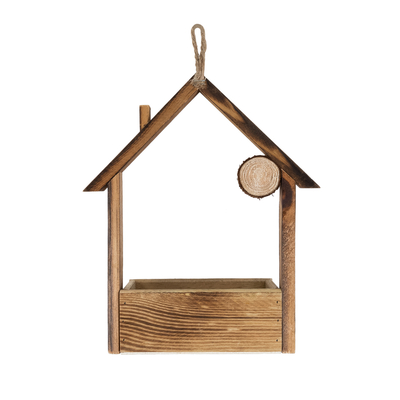 GloboStar® Artificial Garden ALSACE 20552 Κρεμαστό Διακοσμητικό Ξύλινο Κασπώ Γλάστρα - Flower Pot Καφέ Μ18 x Π7.5 x Υ27cm