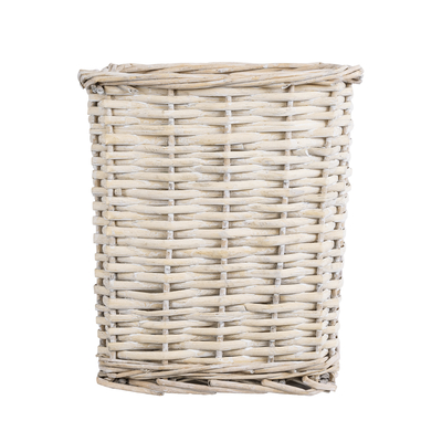 GloboStar® Artificial Garden KYOTO 20590 Διακοσμητικό Πλεκτό Καλάθι - Κασπώ Γλάστρα - Flower Pot Λευκό με Μπεζ Φ22 x Υ25cm