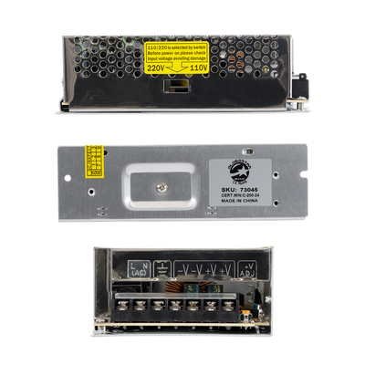 GLOBOSTAR® LUMIVOLT 73045 Τροφοδοτικό/Μετασχηματιστής PELV 200W 8.3A DC 24V IP20 - AC 220-240V σε DC 24V / Ρυθμιζόμενo από DC 22.5V έως DC 25.5V - Μ16 x Π10 x Υ5cm - 3 Χρόνια Εγγύηση