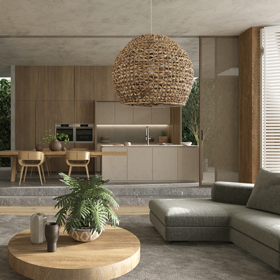 GLOBOSTAR® MANGATA 01851 Boho Κρεμαστό Φωτιστικό Οροφής με Ντουί 1 x E27 AC 220-240V IP20 - Καφέ - Μ60 x Π60 x Υ50cm