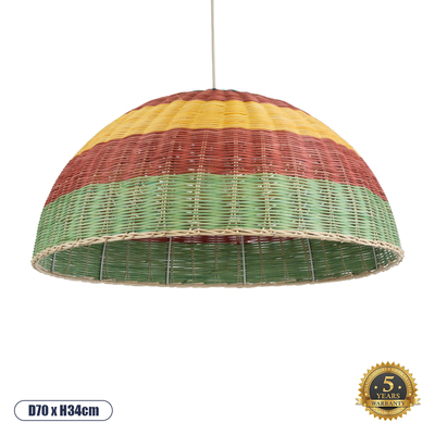 GLOBOSTAR® CABALLEROS 02061 Boho Κρεμαστό Φωτιστικό Οροφής με Ντουί 1 x E27 AC 220-240V IP20 - Πολύχρωμο - Μ70 x Π70 x Υ34cm