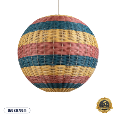 GLOBOSTAR® CABALLEROS 02063 Boho Κρεμαστό Φωτιστικό Οροφής με Ντουί 1 x E27 AC 220-240V IP20 - Πολύχρωμο - Μ70 x Π70 x Υ70cm