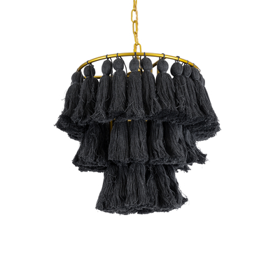 GLOBOSTAR® MISSOULA 02087 Boho Κρεμαστό Φωτιστικό Οροφής με Ντουί 1 x E27 AC 220-240V IP20 - Μαύρο & Χρυσό - Μ30 x Π30 x Υ40cm