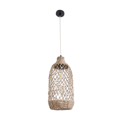 GLOBOSTAR® ECUADOR 02116 Boho Κρεμαστό Φωτιστικό Οροφής με Ντουί 1 x E27 AC 220-240V IP20 - Μπεζ - Μ23 x Π23 x Υ50cm