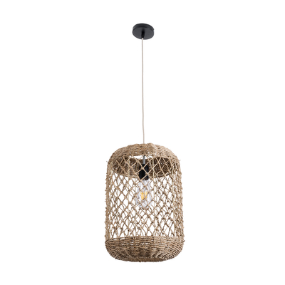 GLOBOSTAR® ECUADOR 02117 Boho Κρεμαστό Φωτιστικό Οροφής με Ντουί 1 x E27 AC 220-240V IP20 - Μπεζ - Μ28 x Π28 x Υ40cm