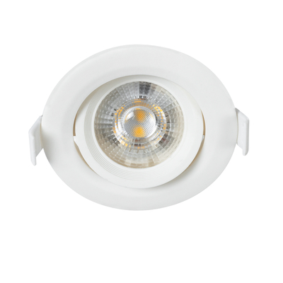 GLOBOSTAR® DE VALERA 60184 Χωνευτό Κινούμενο Downlight Σποτ LED 5W 470lm 60° AC 220-240V IP20 Θερμό Λευκό 2700K - Bridgelux SMD Chip & TÜV SÜD Driver - Λευκό Ματ - Μ9 x Π9 x Υ4cm / Q8cm - 3 Χρόνια Εγγύηση