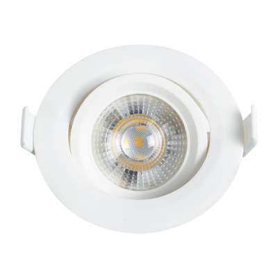 GLOBOSTAR® DE VALERA 60184 Χωνευτό Κινούμενο Downlight Σποτ LED 5W 470lm 60° AC 220-240V IP20 Θερμό Λευκό 2700K - Bridgelux SMD Chip & TÜV SÜD Driver - Λευκό Ματ - Μ9 x Π9 x Υ4cm / Q8cm - 3 Χρόνια Εγγύηση