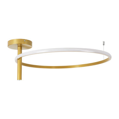 GLOBOSTAR® VERONA 61225 Μοντέρνο Φωτιστικό Οροφής LED 36W 4032lm 360° AC 220-240V IP20 Ρυθμιζόμενο Λευκό CCT με On/Off 2700K/4500K/6000K - Lumileds SMD Chip - Χρυσό Βούρτσας - Μ60 x Π60 x Υ23cm - 3 Χρόνια Εγγύηση