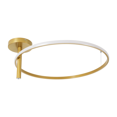 GLOBOSTAR® VERONA 61225 Μοντέρνο Φωτιστικό Οροφής LED 36W 4032lm 360° AC 220-240V IP20 Ρυθμιζόμενο Λευκό CCT με On/Off 2700K/4500K/6000K - Lumileds SMD Chip - Χρυσό Βούρτσας - Μ60 x Π60 x Υ23cm - 3 Χρόνια Εγγύηση