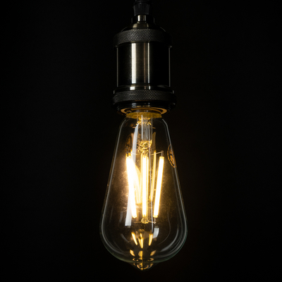 GLOBOSTAR® PEAR 99086 Λάμπα E27 ST64 LED 4W 840lm 360° AC 220-240V IP20 Θερμό Λευκό 2700K - Long Filament Chip - Διάφανο - Μ6.4 x Π6.4 x Υ14.5cm - 3 Χρόνια Εγγύηση