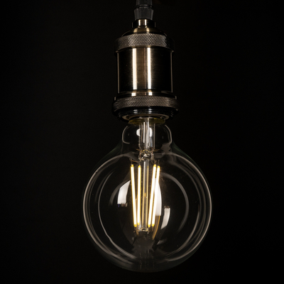 GLOBOSTAR® BUBBLE 99092 Λάμπα E27 G95 LED 4W 840lm 360° AC 220-240V IP20 Φυσικό Λευκό 4500K - Filament Chip - Διάφανο - Μ9.5 x Π9.5 x Υ13.8cm - 3 Χρόνια Εγγύηση