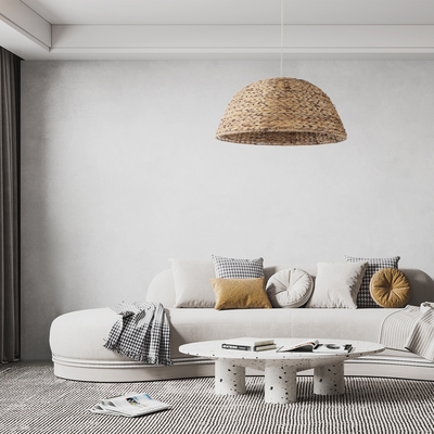 GLOBOSTAR® MANGATA 01847 Boho Κρεμαστό Φωτιστικό Οροφής με Ντουί 1 x E27 AC 220-240V IP20 - Μπεζ - Μ60 x Π60 x Υ28cm