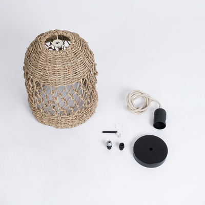 GLOBOSTAR® ECUADOR 02121 Boho Κρεμαστό Φωτιστικό Οροφής με Ντουί 1 x E27 AC 220-240V IP20 - Μπεζ - Μ20 x Π20 x Υ25cm