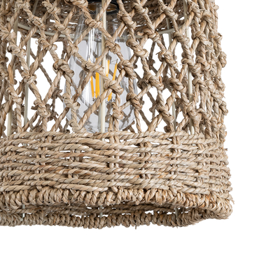 GLOBOSTAR® ECUADOR 02121 Boho Κρεμαστό Φωτιστικό Οροφής με Ντουί 1 x E27 AC 220-240V IP20 - Μπεζ - Μ20 x Π20 x Υ25cm