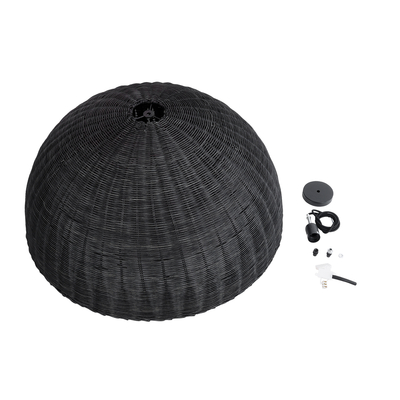 GLOBOSTAR® MONTANA 02384 Boho Κρεμαστό Φωτιστικό Οροφής με Ντουί 1 x E27 AC 220-240V IP20 - Μαύρο - Μ80 x Π80 x Υ40cm