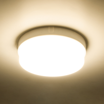 GLOBOSTAR® REVANO 61016 Φωτιστικό Πλαφονιέρα Οροφής LED 15W 1350lm 180° AC 220-240V Αδιάβροχο IP54 Θερμό Λευκό 2700K - Lumileds SMD Chip - Λευκό Γαλακτερό - Μ17 x Π17 x Υ5cm - 2 Χρόνια Εγγύηση