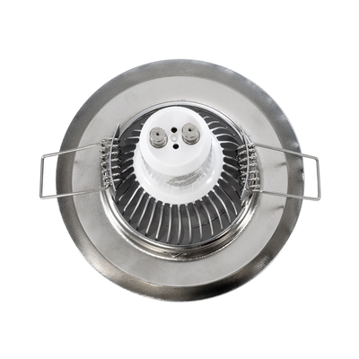 GLOBOSTAR® RAFY 77810 Χωνευτή Βάση για Σποτ MR16 με Ντουί GU10/GU5.3 IP20 - Νίκελ Χρώμιο - Μ8.3 x Π8.3 x Υ3.1cm / Q6cm