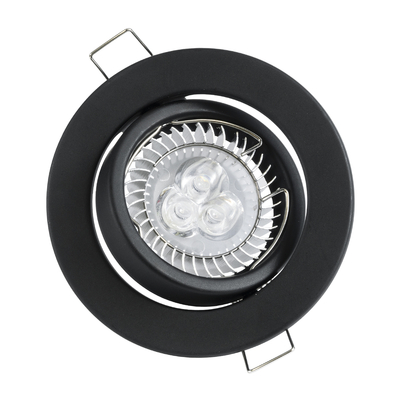 GLOBOSTAR® DELTA 77815 Χωνευτή Κινούμενη Βάση για Σποτ MR16 με Ντουί GU10/GU5.3 IP20 - Μαύρο Ματ - Μ9.2 x Π9.2 x Υ2.8cm / Q7.6cm