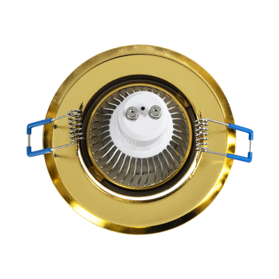 GLOBOSTAR® DELTA 77818 Χωνευτή Κινούμενη Βάση για Σποτ MR16 με Ντουί GU10/GU5.3 IP20 - Χρυσό Πλατίνα - Μ9.2 x Π9.2 x Υ2.8cm / Q7.6cm