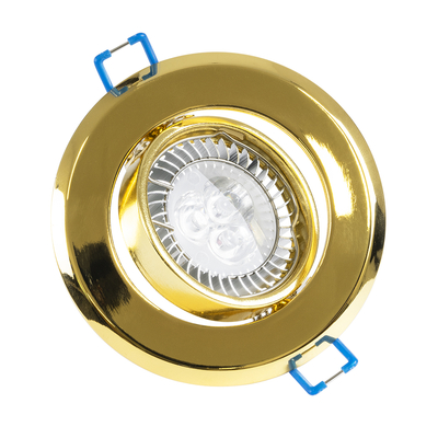 GLOBOSTAR® DELTA 77818 Χωνευτή Κινούμενη Βάση για Σποτ MR16 με Ντουί GU10/GU5.3 IP20 - Χρυσό Πλατίνα - Μ9.2 x Π9.2 x Υ2.8cm / Q7.6cm