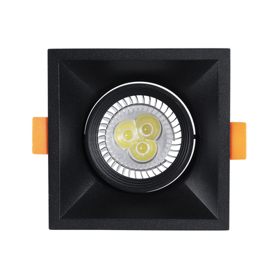 GLOBOSTAR® ALPHA 77833 Χωνευτή Κινούμενη Βάση για Σποτ MR16 με Ντουί GU10/GU5.3 IP20 - Μαύρο Ματ - Μ9 x Π9 x Υ4.5cm / Q8.3cm