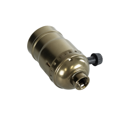 GLOBOSTAR® LAMPHOLDER 78964 Ντουί E27 με Διακόπτη On/Off IP20 Μπρούτζινο - Μ5.5 x Π3.6 x Υ7cm