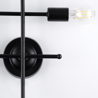 GLOBOSTAR® PIPING 00661 Vintage Φωτιστικό Τοίχου - Απλίκα με Ντουί 4 x E27 AC 220-240V IP20 - Μαύρο - Μ40 x Π9 x Υ52cm