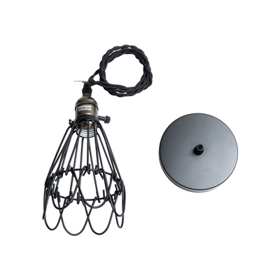 GLOBOSTAR® FLOWER IRON RUST 01181 Vintage Κρεμαστό Φωτιστικό Οροφής με Ντουί 1 x E27 AC 220-240V IP20 - Μαύρο & Μπρούτζινο - Μ10 x Π10 x Υ20cm