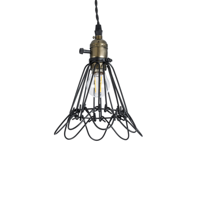 GLOBOSTAR® FLOWER IRON RUST 01181 Vintage Κρεμαστό Φωτιστικό Οροφής με Ντουί 1 x E27 AC 220-240V IP20 - Μαύρο & Μπρούτζινο - Μ10 x Π10 x Υ20cm