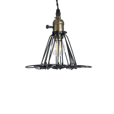 GLOBOSTAR® FLOWER IRON RUST 01181 Vintage Κρεμαστό Φωτιστικό Οροφής με Ντουί 1 x E27 AC 220-240V IP20 - Μαύρο & Μπρούτζινο - Μ10 x Π10 x Υ20cm