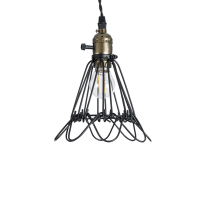 GLOBOSTAR® FLOWER IRON RUST 01181 Vintage Κρεμαστό Φωτιστικό Οροφής με Ντουί 1 x E27 AC 220-240V IP20 - Μαύρο & Μπρούτζινο - Μ10 x Π10 x Υ20cm