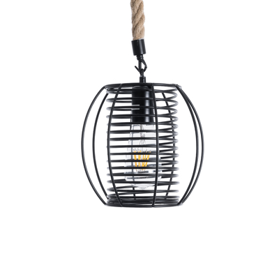 GLOBOSTAR® ORVAL 01689 Μοντέρνο Κρεμαστό Φωτιστικό Οροφής με Ντουί 1 x E27 AC 220-240V IP20 - Μαύρο & Μπεζ - Μ20 x Π20 x Υ20cm