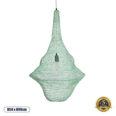 GLOBOSTAR® KENTUCKY 01876 Vintage Κρεμαστό Φωτιστικό Οροφής με Ντουί 1 x E27 AC 220-240V IP20 - Τιρκουάζ - Μ50 x Π50 x Υ90cm