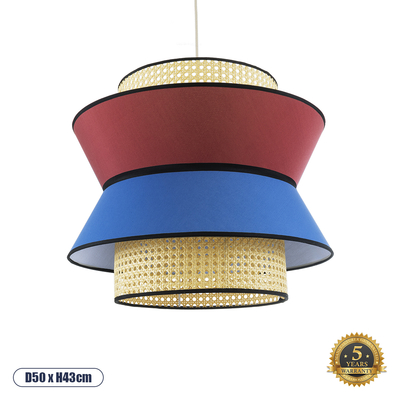 GLOBOSTAR® SAIGE 01919 Boho Κρεμαστό Φωτιστικό Οροφής με Ντουί 1 x E27 AC 220-240V IP20 - Πολύχρωμο - Μ50 x Π50 x Υ43cm