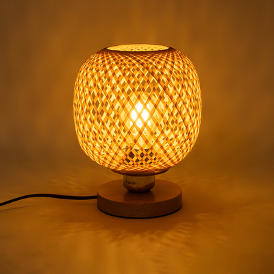 GLOBOSTAR® KERRY 01981 Boho Επιτραπέζιο Φωτιστικό Πορτατίφ με Ντουί 1 x E27 AC 220-240V IP20 - Μπεζ - Μ18 x Π18 x Υ25cm