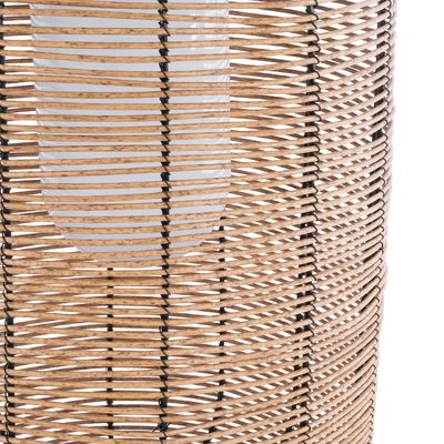 GloboStar® GRAMBIAN 02304 Boho Αυτόνομο Ηλιακό Κρεμαστό/Επιτραπέζιο Φωτιστικό Πορτατίφ LED 5W 200lm 180° με Ενσωματωμένη Μπαταρία IP65 Θερμό Λευκό 3000K Μπεζ Ξύλο - Μ30 x Π30 x Υ48cm - 2 Χρόνια Εγγύηση