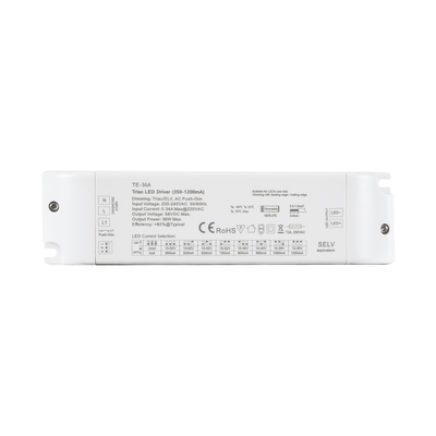 GLOBOSTAR® SKYDANCE-TE-36A 73135 DC Triac & Push Dimmer CC Τροφοδοτικό/Μετασχηματιστής SELV με 1 x 320-1200mA 36W Κανάλι AC 220-240V σε DC 10-52V 1200mA 36W Max IP20 - Triac & Push Dimming - Μ17.5 x Π4.4 x Υ3cm - 5 Χρόνια Εγγύηση