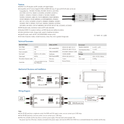 GloboStar® 73143 DS-WP SKYDANCE DC RF 2.4Ghz DMX512 to SPI Decoder DC 5-24V - Αδιάβροχο IP65 Μ17 x Π8 x Υ4cm - 5 Χρόνια Εγγύηση