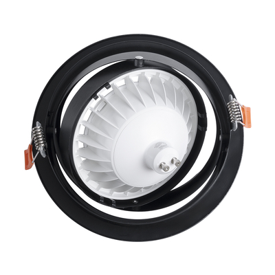 GLOBOSTAR® VITA 77851 Χωνευτή Κινούμενη Βάση για Σποτ AR111 για Ντουί GU10/GU5.3 IP20 - Μαύρο Ματ - Μ18 x Π18 x Υ4.5cm / Q16.5cm