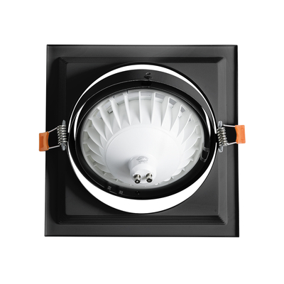 GLOBOSTAR® VITA 77853 Χωνευτή Κινούμενη Βάση για Σποτ AR111 για Ντουί GU10/GU5.3 IP20 - Μαύρο Ματ - Μ18 x Π18 x Υ4.5cm / Q17.5 x 17.5cm