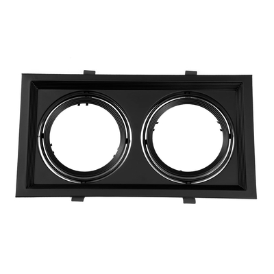 GLOBOSTAR® VITA 77855 Χωνευτή Κινούμενη Βάση για 2 x Σποτ AR111 για Ντουί GU10/GU5.3 IP20 - Μαύρο Ματ - Μ33.5 x Π18 x Υ5.5cm / Q32.5 x 17cm