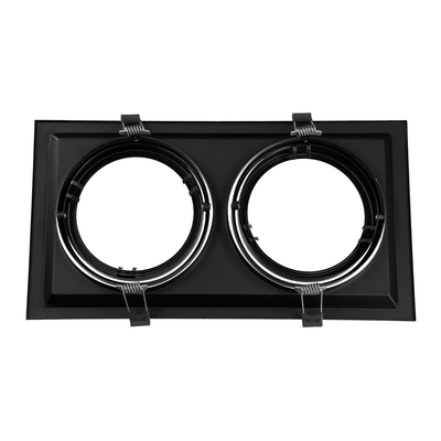 GLOBOSTAR® VITA 77855 Χωνευτή Κινούμενη Βάση για 2 x Σποτ AR111 για Ντουί GU10/GU5.3 IP20 - Μαύρο Ματ - Μ33.5 x Π18 x Υ5.5cm / Q32.5 x 17cm