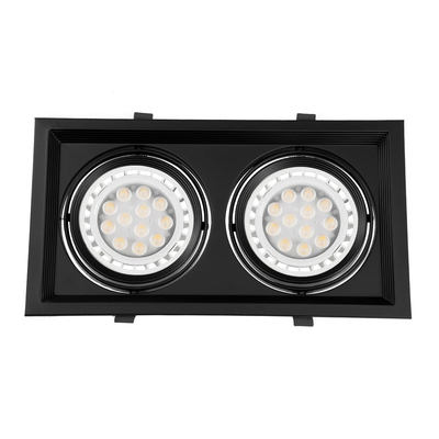 GLOBOSTAR® VITA 77855 Χωνευτή Κινούμενη Βάση για 2 x Σποτ AR111 για Ντουί GU10/GU5.3 IP20 - Μαύρο Ματ - Μ33.5 x Π18 x Υ5.5cm / Q32.5 x 17cm