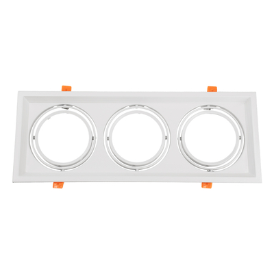 GLOBOSTAR® VITA 77856 Χωνευτή Κινούμενη Βάση για 3 x Σποτ AR111 για Ντουί GU10/GU5.3 IP20 - Λευκό - Μ48.7 x Π18 x Υ5.5cm / Q47.5 x 17cm