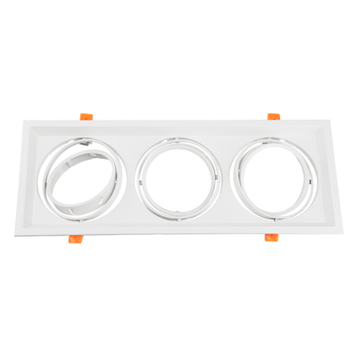 GLOBOSTAR® VITA 77856 Χωνευτή Κινούμενη Βάση για 3 x Σποτ AR111 για Ντουί GU10/GU5.3 IP20 - Λευκό - Μ48.7 x Π18 x Υ5.5cm / Q47.5 x 17cm